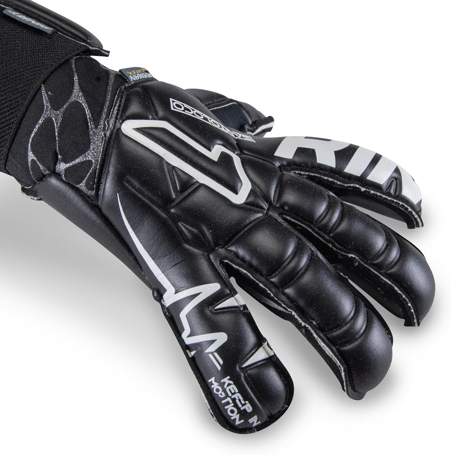 Elite Grip Goalkeeper Gloves featuring advanced finger protection and superior grip for professional soccer goalies.