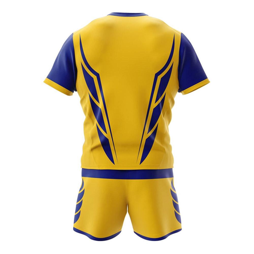 Custom rugby uniform showcasing durable, breathable fabric with personalized team design.