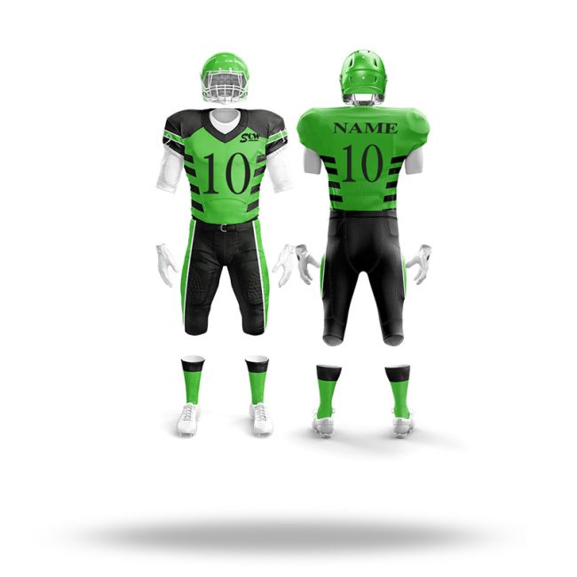 Eco-friendly American football uniform crafted from sustainable materials with a modern look