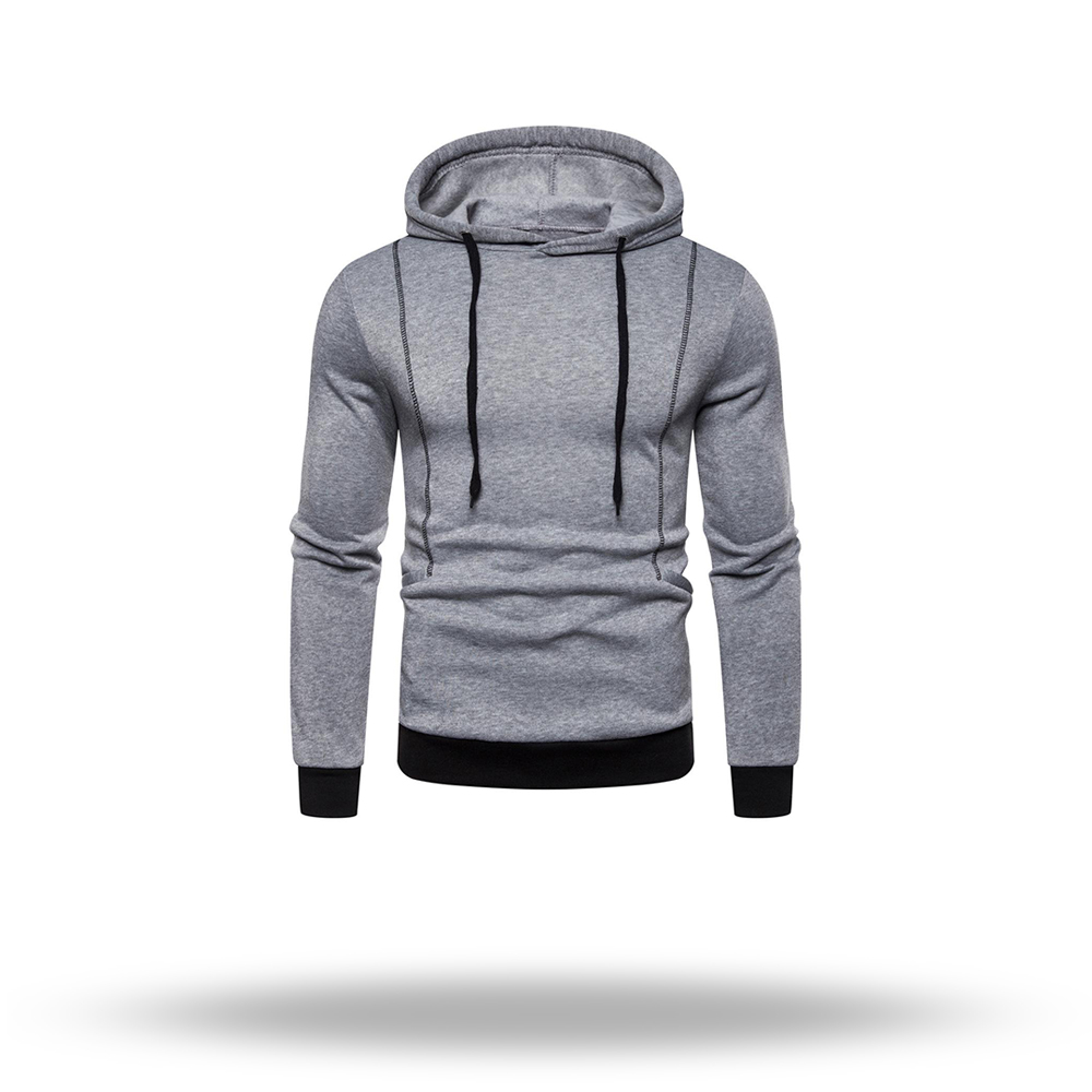 Lightweight men's hoodie in heather gray, ideal for layering due to its breathable fabric.