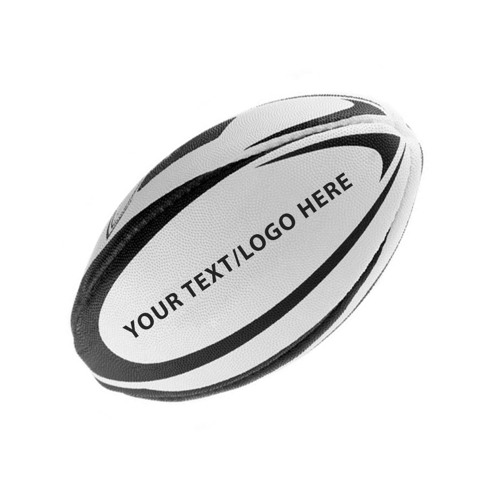 Hand-stitched leather rugby ball showcasing official size and durable craftsmanship.