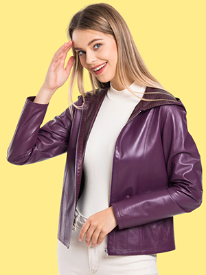 Women's Red Leather Bomber Jacket – Ribbed Cuffs, Front Zip, Soft Sheepskin