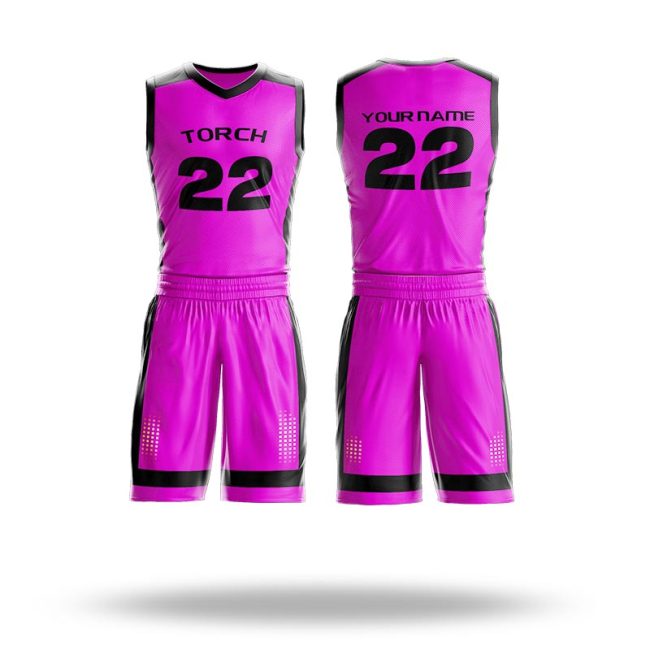 Customizable basketball uniform featuring personalized team colors and logos